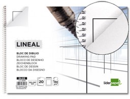 Bloc dibujo Liderpapel Lineal espiral 230x325mm. 20 hojas 130g/m² perforadas con recuadro 2 taladros